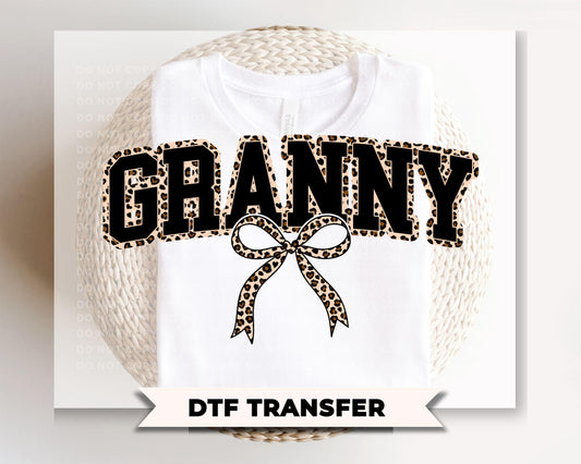 Coquette Granny Leopard Print DTF Transfer, Tshirt Design for Grandma