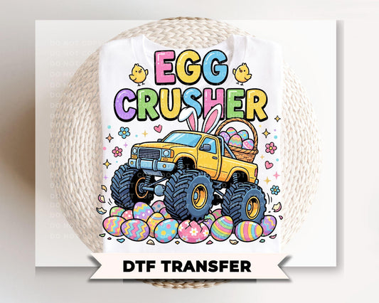 Monster Truck Egg Crusher DTF Transfer, Kid's Easter Tshirt Design