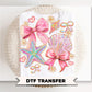 Coquette Pink Seashells DTF Transfer, Summer Beach T-Shirt Design
