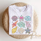 Coquette Floral Seashells DTF Transfer, Summer Beach T-Shirt Design