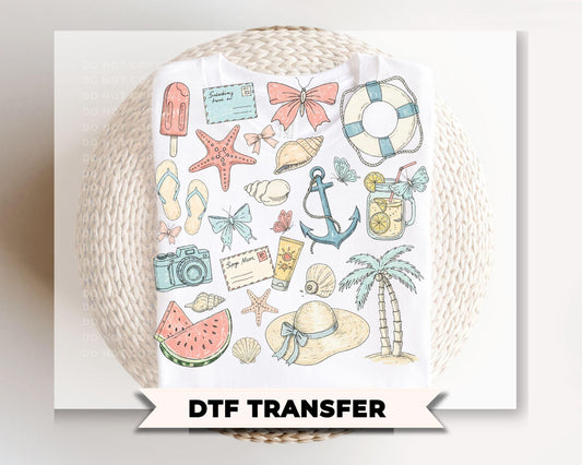 Coquette Summer DTF Transfer, Ready to Press, Beach T-Shirt Design