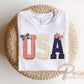 Faux Patchwork USA DTF Transfer, Ready to Press, 4th of July Tshirt Design
