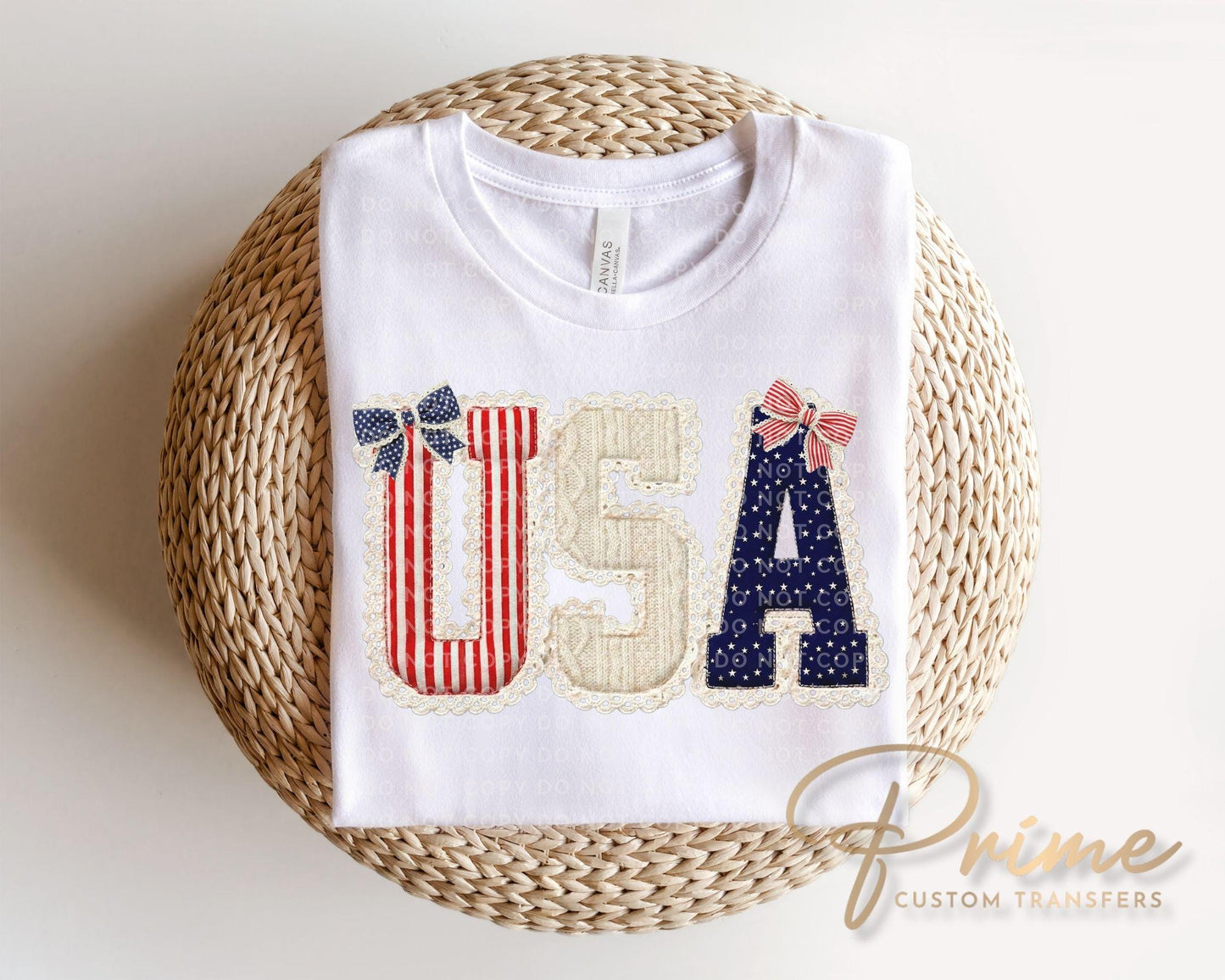 Faux Patchwork USA DTF Transfer, Ready to Press, 4th of July Tshirt Design