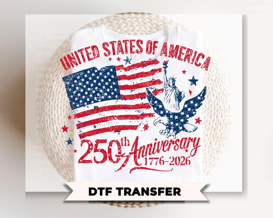 USA 250th Anniversary DTF Transfer, 4th of July Tshirt Design