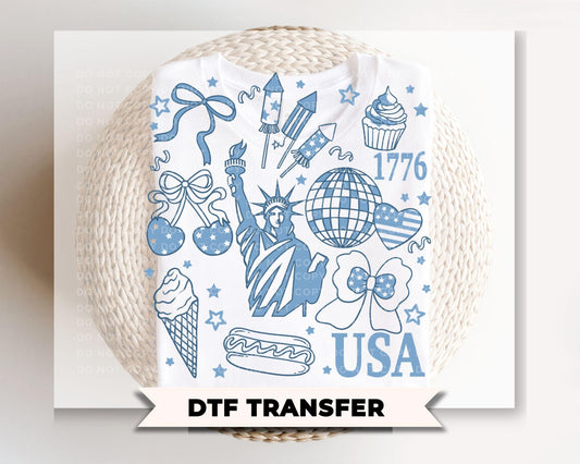 America Coquette DTF Transfer, Ready to Press, 4th of July Tshirt Design