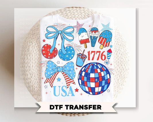 America Coquette DTF Transfer, Ready to Press, 4th of July Tshirt Design
