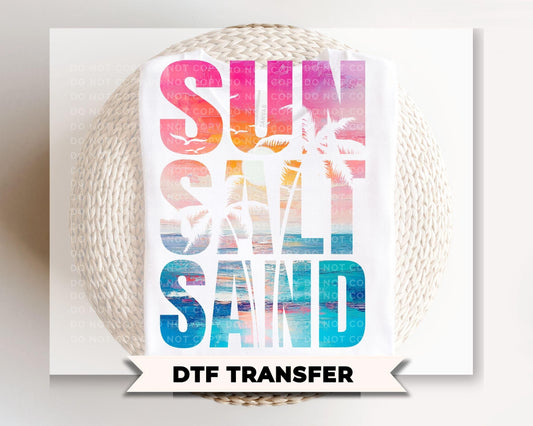 Sun, Salt Sand DTF Transfer, Ready to Press, Summer Vacation Tshirt Design