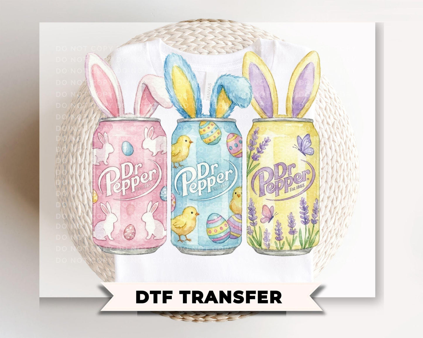 Retro Bunny Soda Cans DTF Transfer, Ready to Press, Easter Tshirt Design