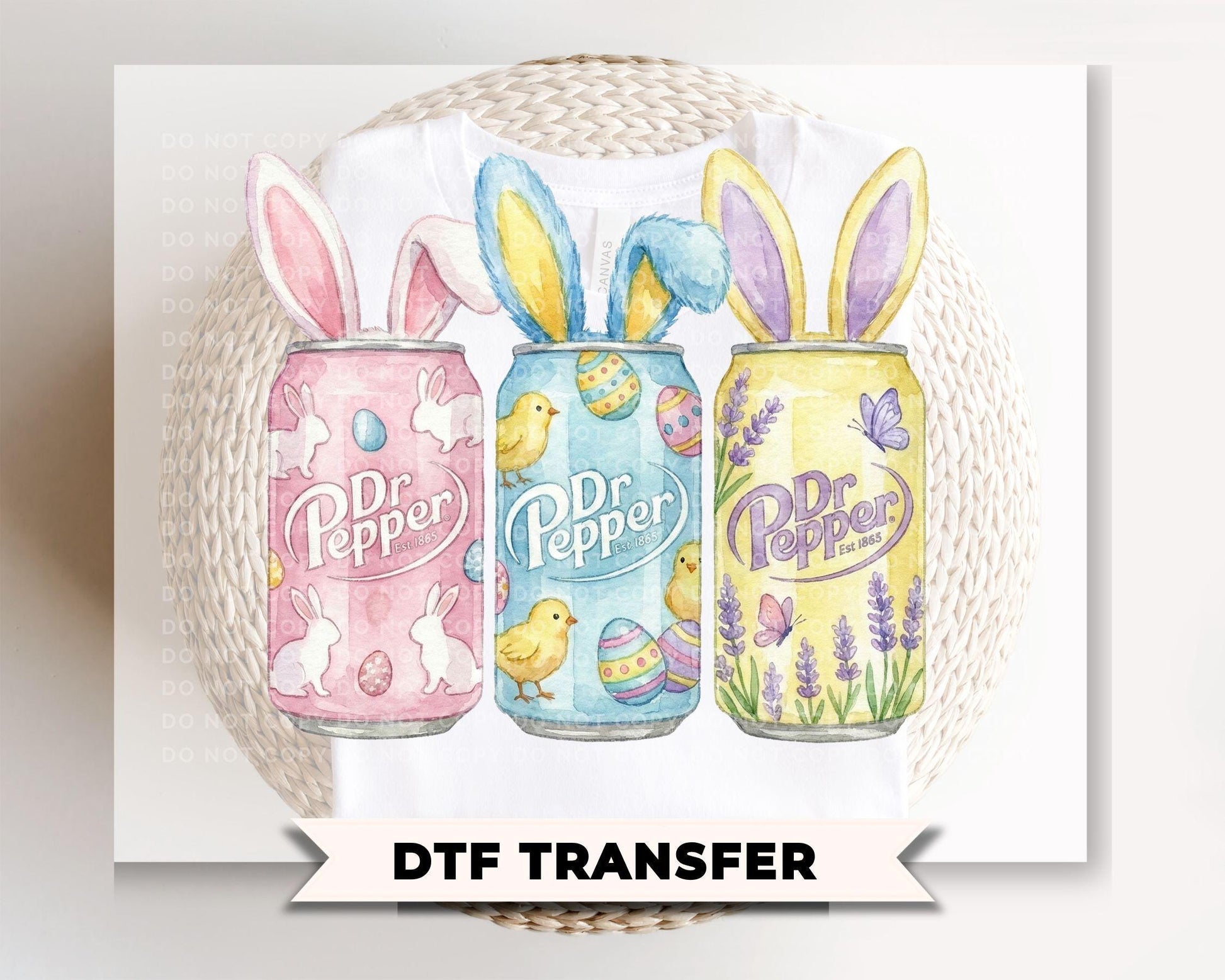 Retro Bunny Soda Cans DTF Transfer, Ready to Press, Easter Tshirt Design