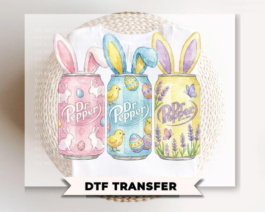 Retro Bunny Soda Cans DTF Transfer, Ready to Press, Easter Tshirt Design