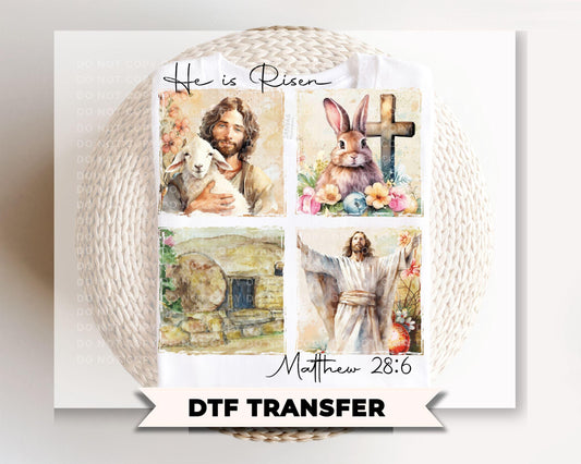 He is Risen DTF Transfer, Christian Easter T-shirt Design