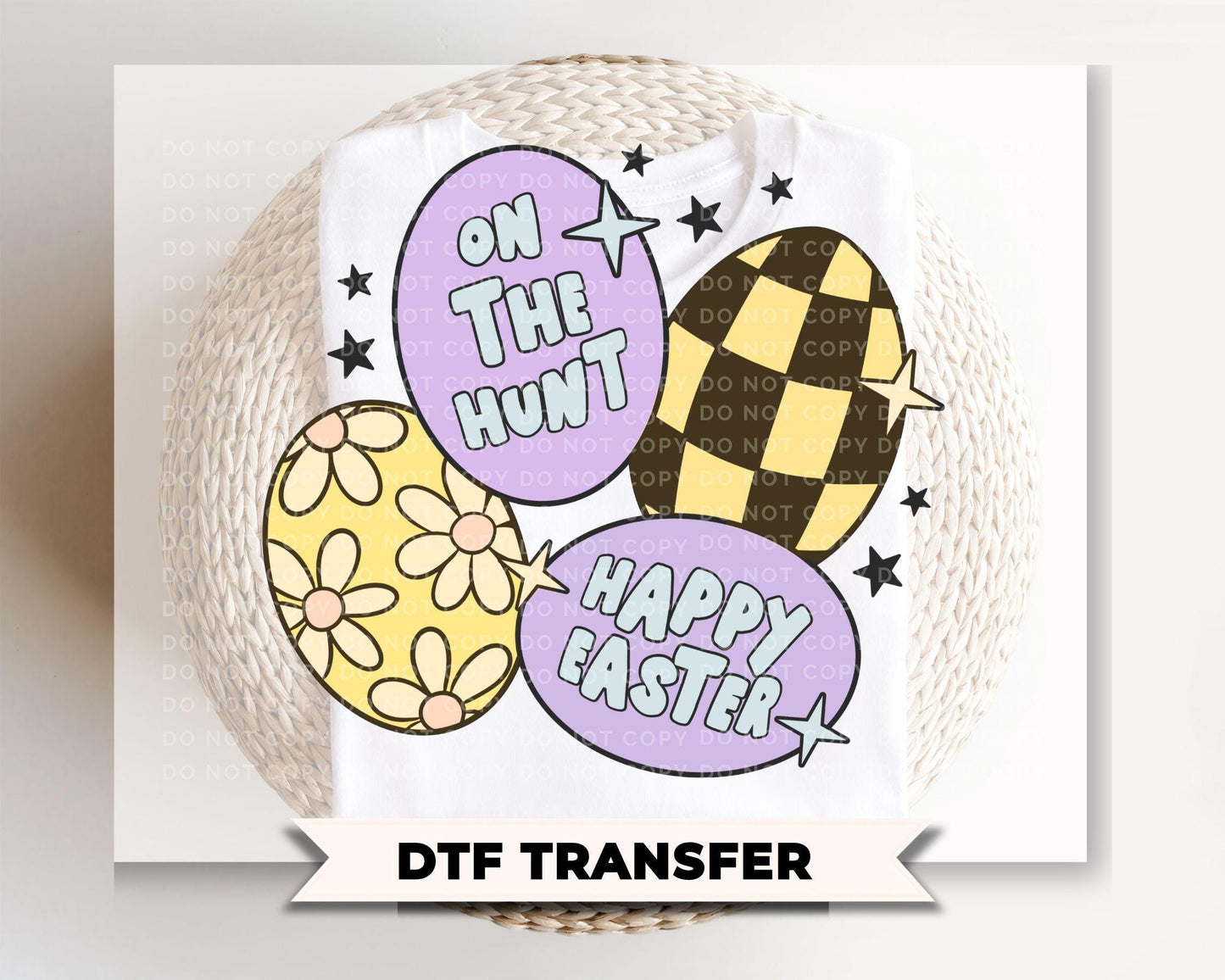 Retro Groovy Easter Eggs DTF Transfer | Ready to Press, Kids Tshirt Design