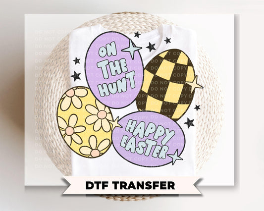 Retro Groovy Easter Eggs DTF Transfer | Ready to Press, Kids Tshirt Design