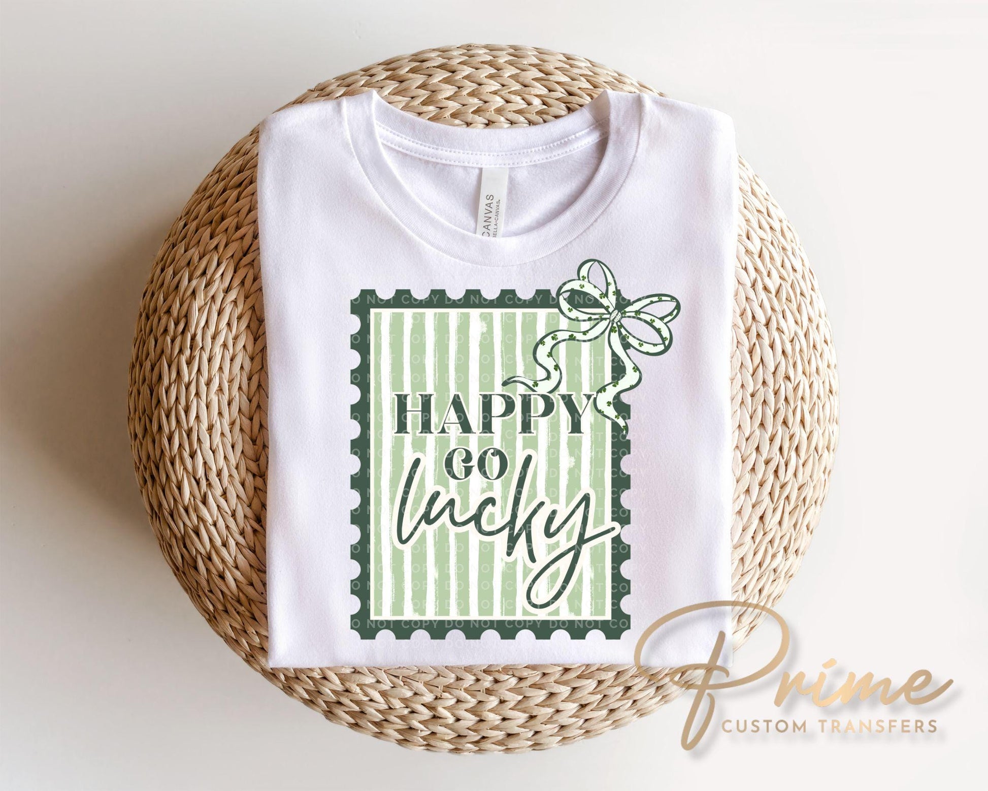 Happy Go Lucky DTF Transfer | St Patricks Postage Stamp Tshirt Design