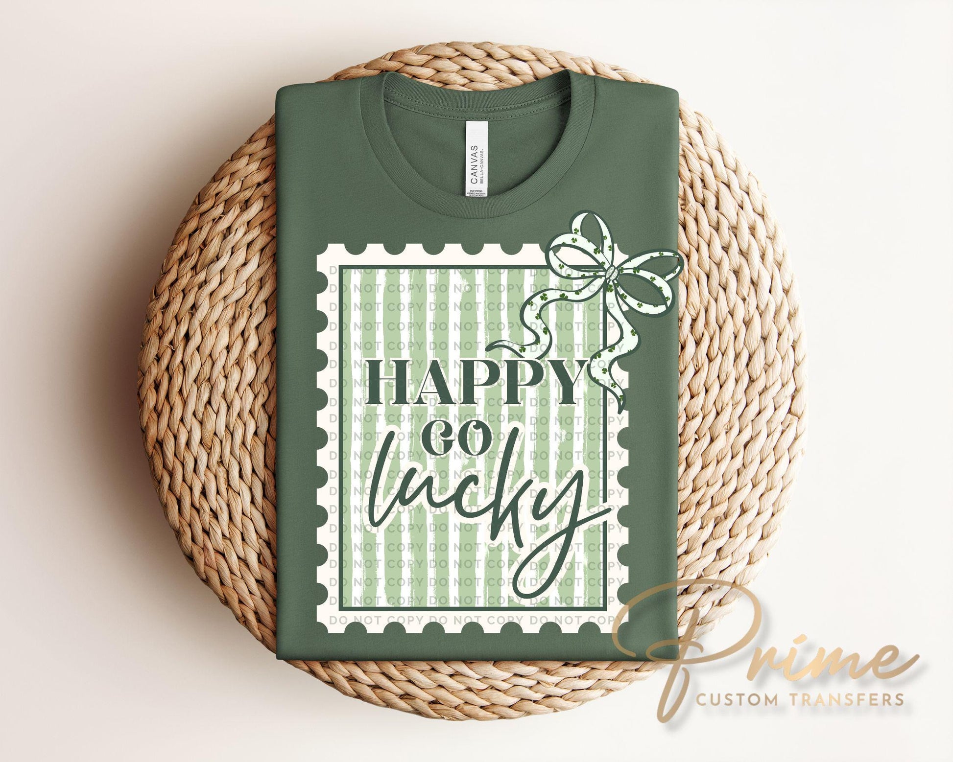 Happy Go Lucky DTF Transfer | St Patricks Postage Stamp Tshirt Design