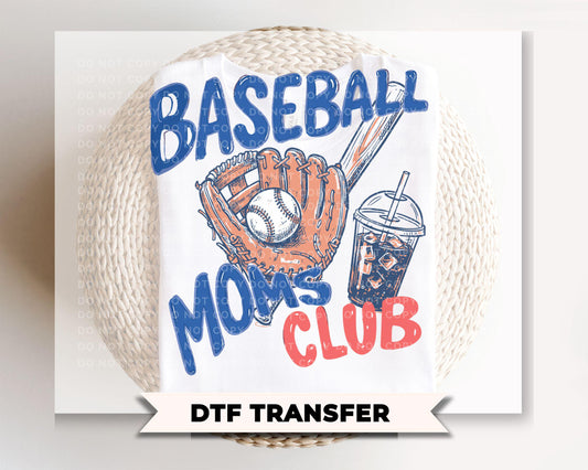 Baseball Moms Club DTF Transfer | Game Day Tshirt Design