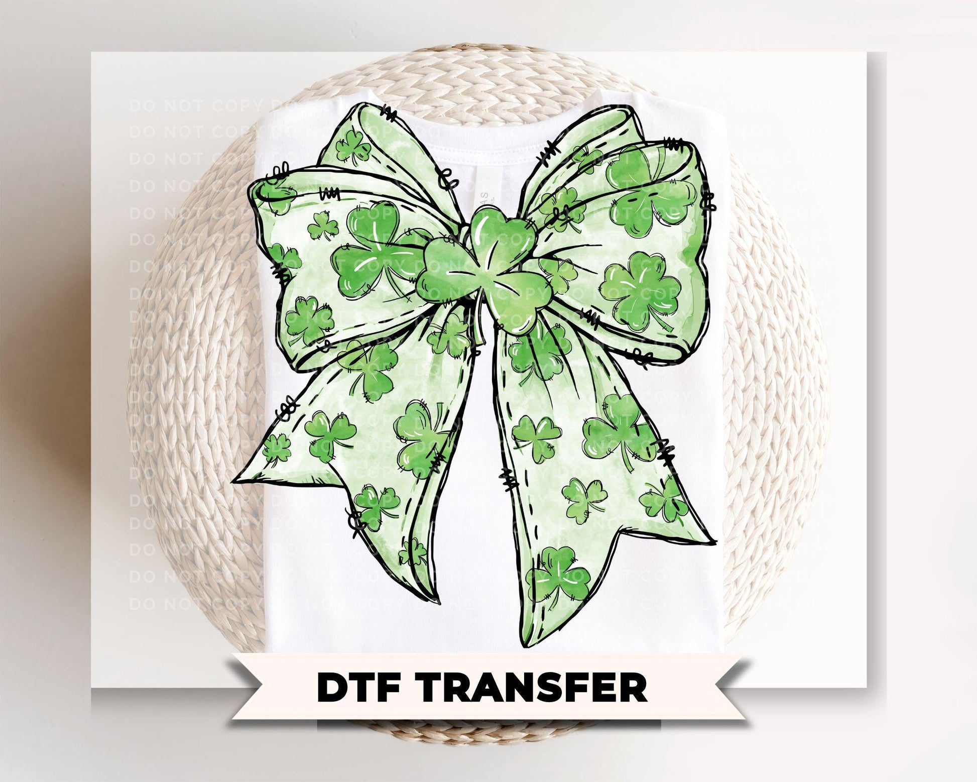 Coquette Shamrock Bow DTF Transfer | St Patrick's Day Tshirt Design