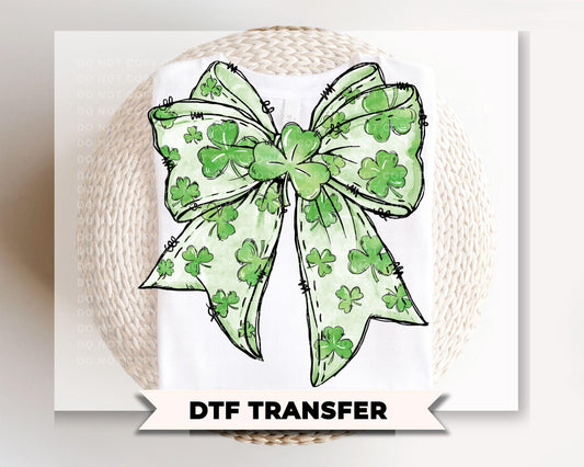Coquette Shamrock Bow DTF Transfer | St Patrick's Day Tshirt Design