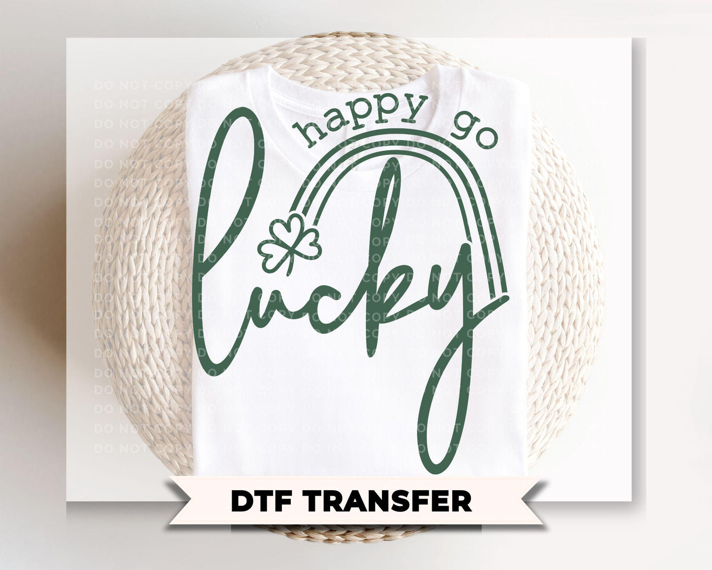 Happy Go Lucky DTF Transfer | Preppy St Patrick's Day Tshirt Design