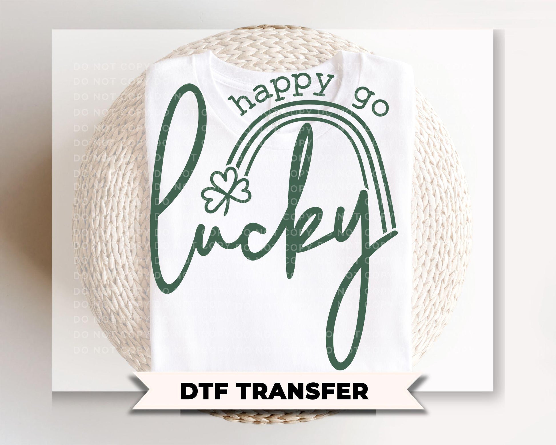 Happy Go Lucky DTF Transfer | Preppy St Patrick's Day Tshirt Design