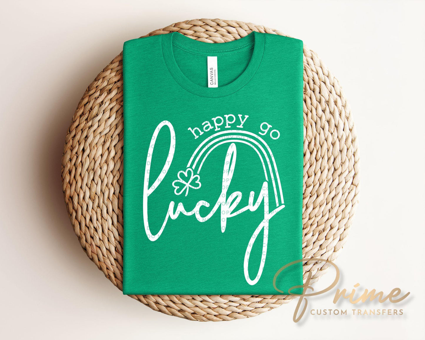Happy Go Lucky DTF Transfer | Preppy St Patrick's Day Tshirt Design