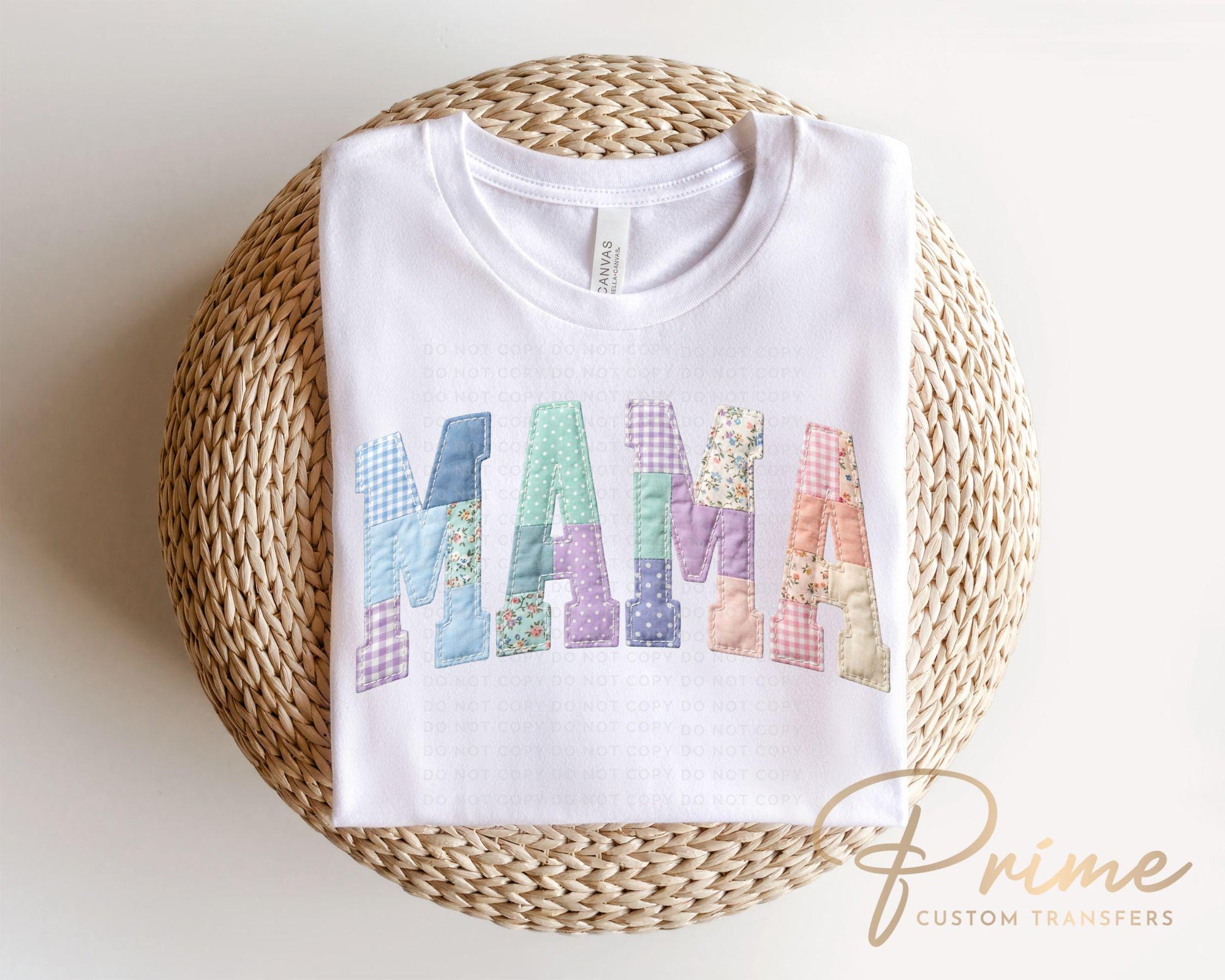 Floral Patchwork Mama DTF Transfer, Ready to Press Tshirt Design, Mother's Day Gift