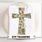 Patchwork Camo Cross DTF Transfer, He is Risen Easter T-shirt Design