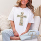 Patchwork Camo Cross DTF Transfer, He is Risen Easter T-shirt Design