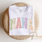 Patchwork Quilted Nana DTF Transfer, Ready to Press Cottagecore Tshirt Design
