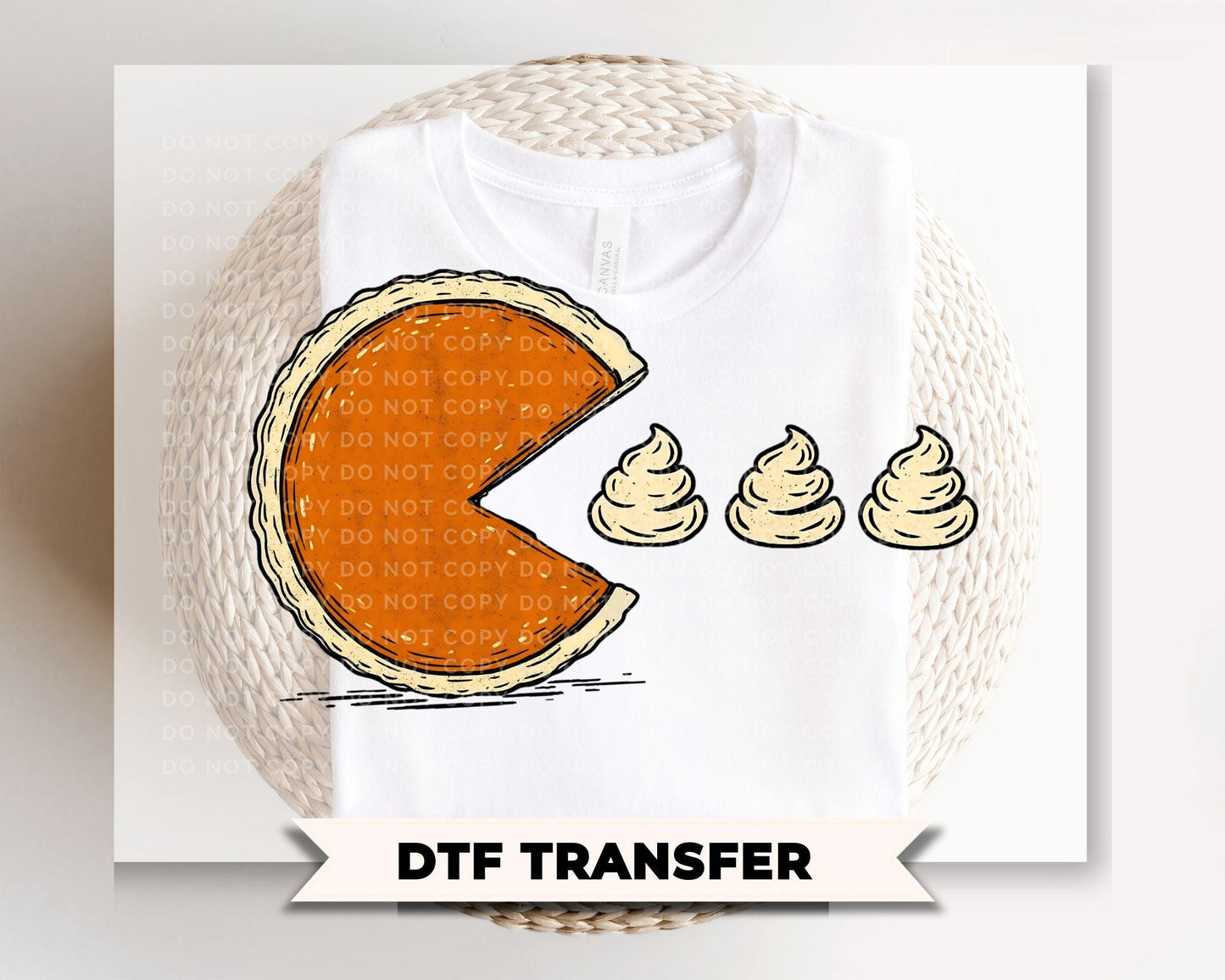 Pumpkin Pie Pac Man DTF, Ready to Press Thanksgiving Tshirt Design