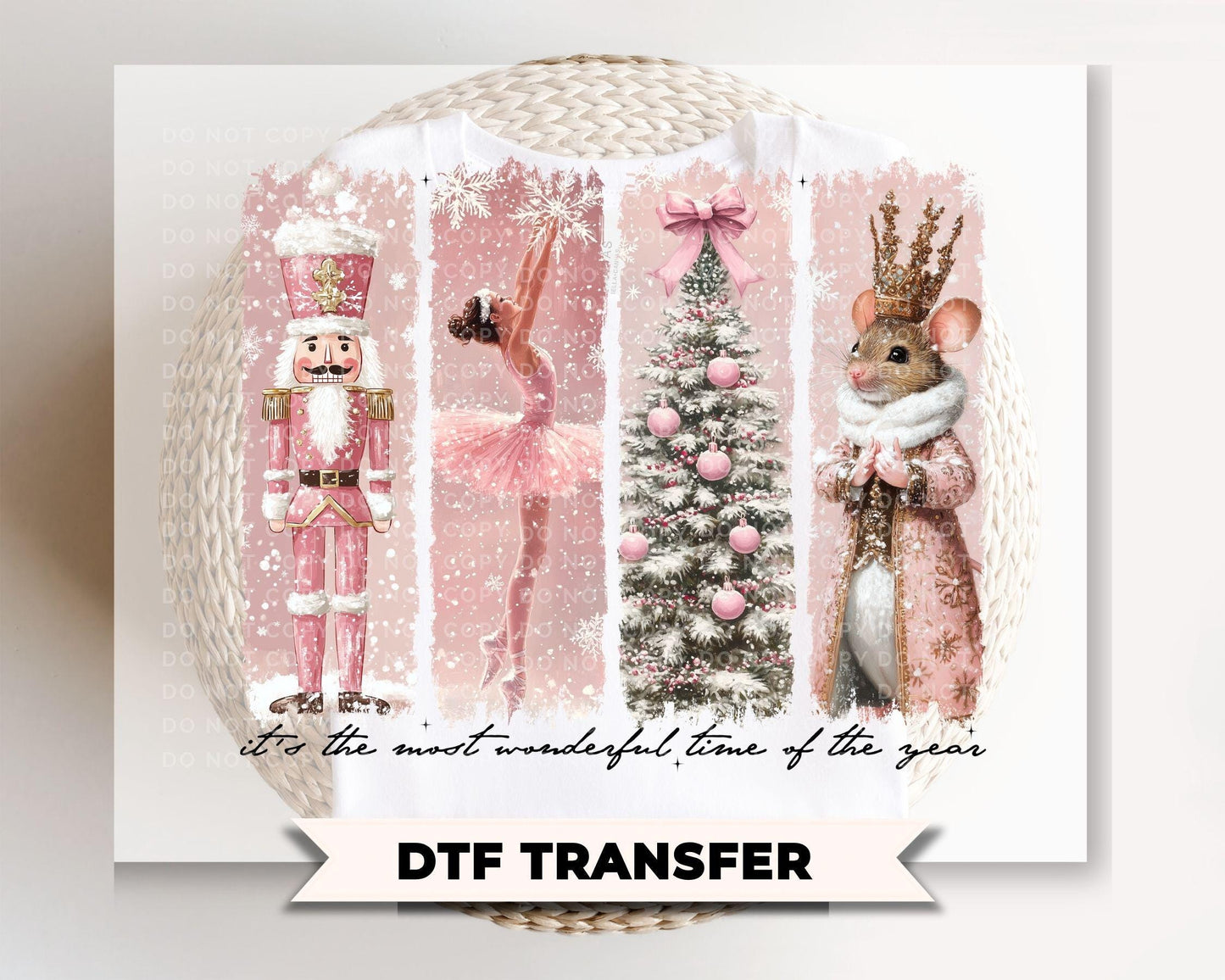Pink Nutcracker Ballet DTF Transfer, Ready to Press, Christmas Tshirt Design