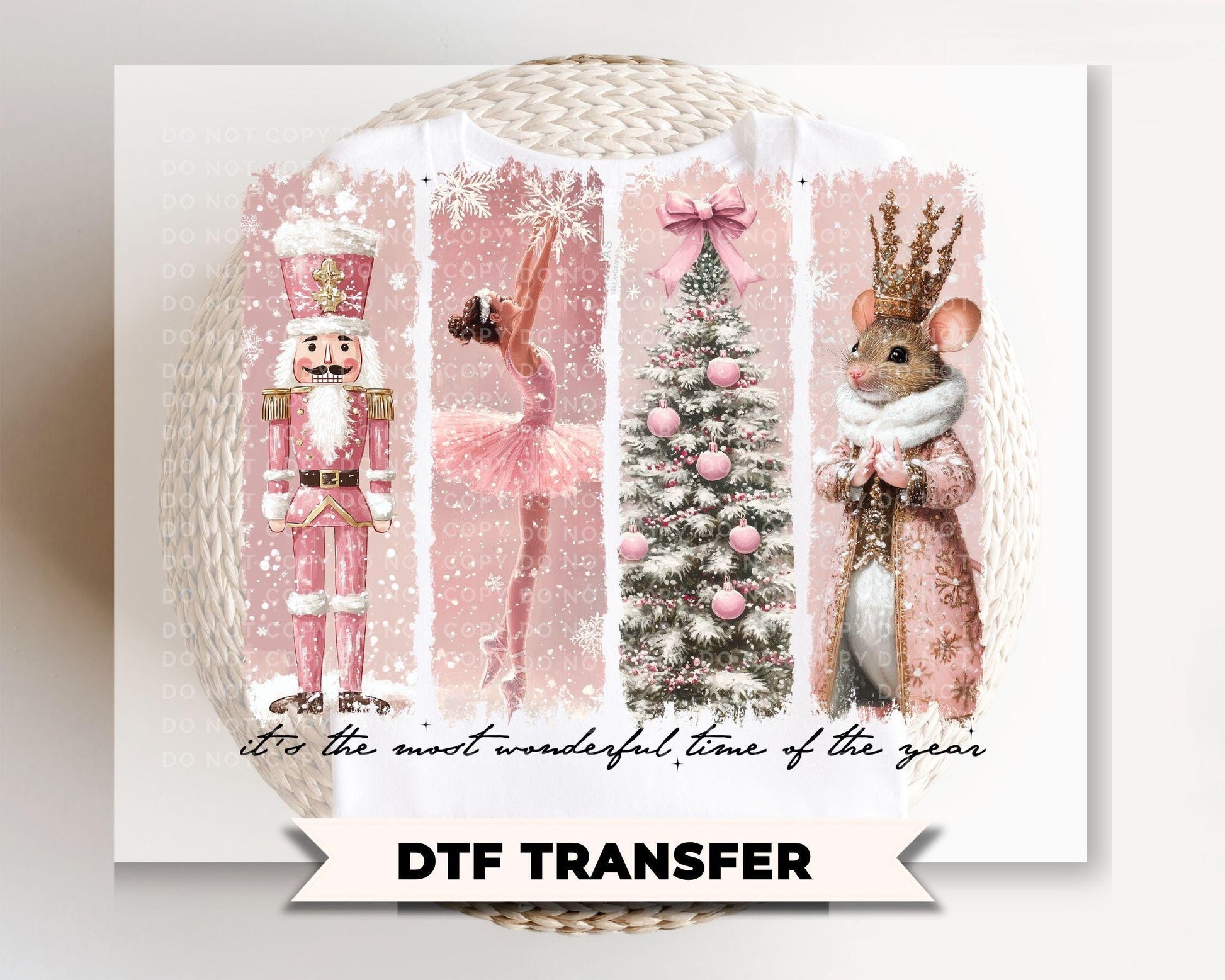 Pink Nutcracker Ballet DTF Transfer, Ready to Press, Christmas Tshirt Design