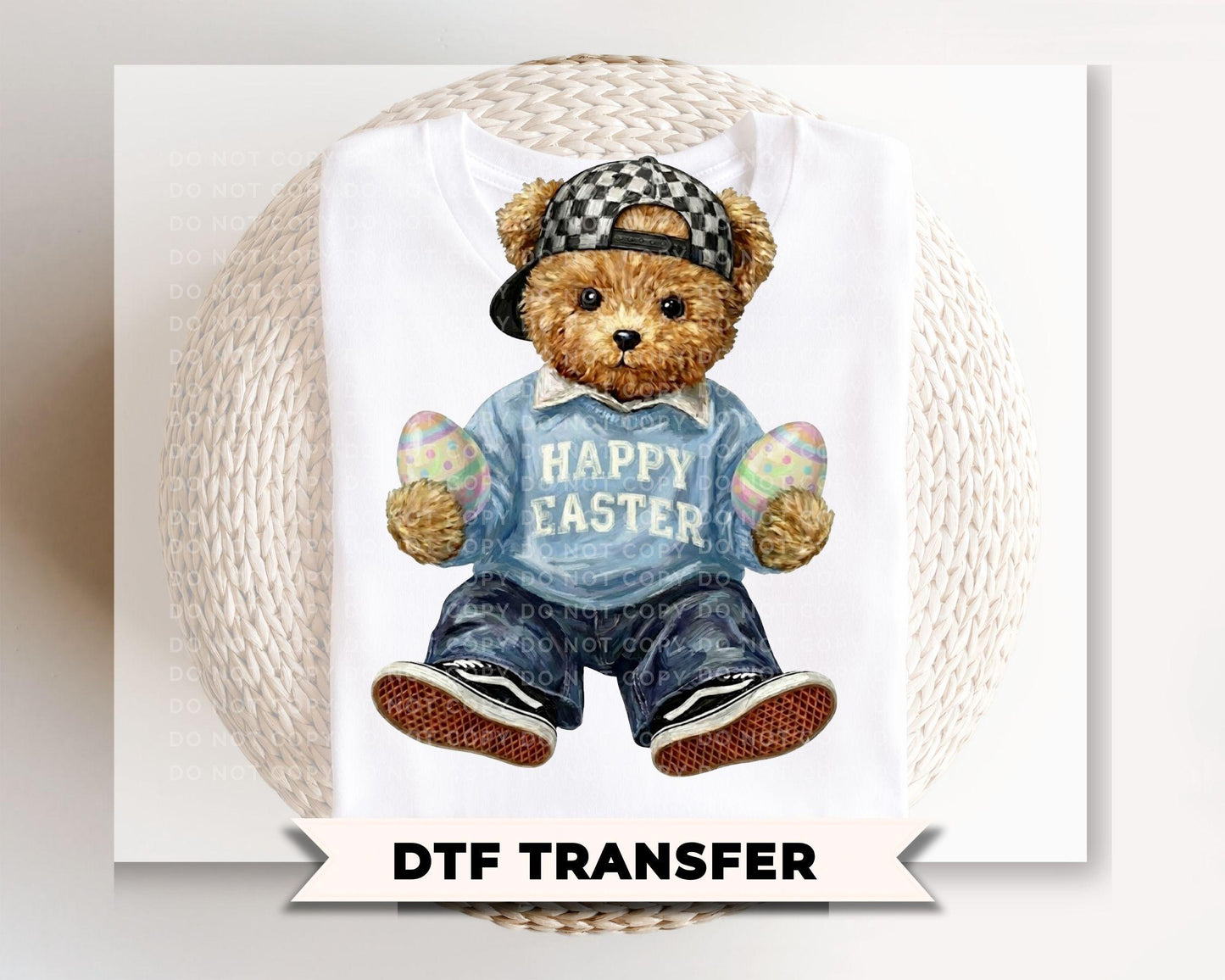 Easter Teddy Bear DTF Transfer, Ready to Press, Kids Tshirt Design