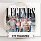 Baseball Legends Never Die DTF Transfer, Ready to Press, Trendy Tshirt Design