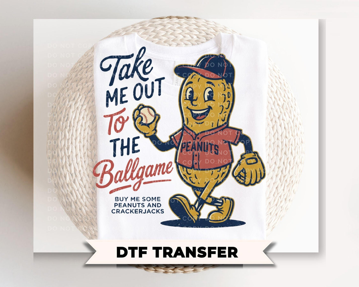 Take Me Out To The Ballgame DTF Transfer, Ready to Press, Baseball Mascot Tshirt Design