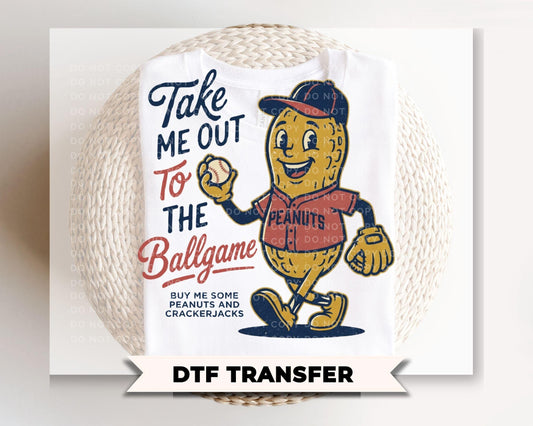 Take Me Out To The Ballgame DTF Transfer, Ready to Press, Baseball Mascot Tshirt Design