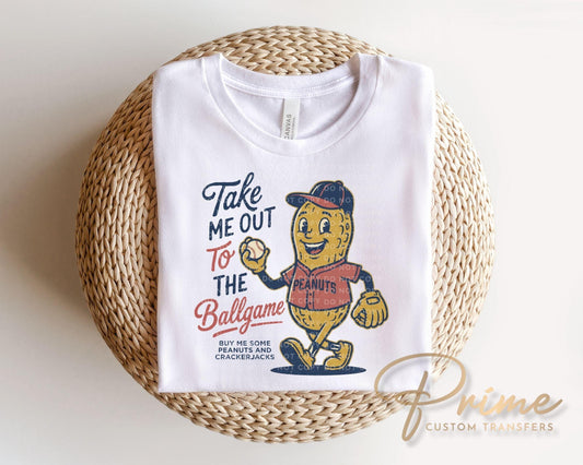 Take Me Out To The Ballgame DTF Transfer, Ready to Press, Baseball Mascot Tshirt Design