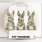 Faux Patchwork Camo Bunnies DTF Transfer, Easter T-shirt Design