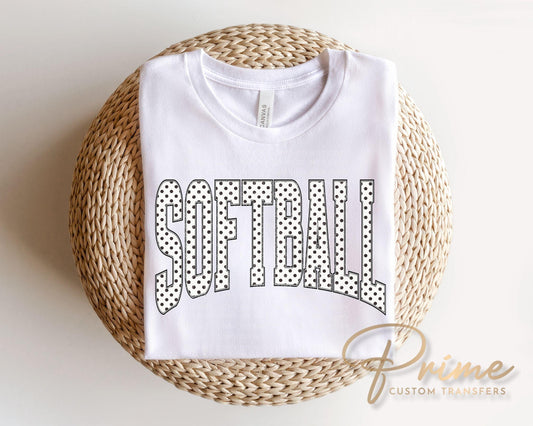 Polka Dots Softball DTF Transfer, Ready to Press, Sport Mama Tshirt Design