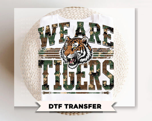 Camo Tiger Mascot DTF Transfer, School Spirit Tshirt Design