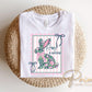 Floral Bunny Postage Stamp DTF Transfer, Ready to Press, Easter Tshirt Transfer