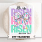Coquette He is Risen DTF Transfer, Christian Easter Tshirt Design