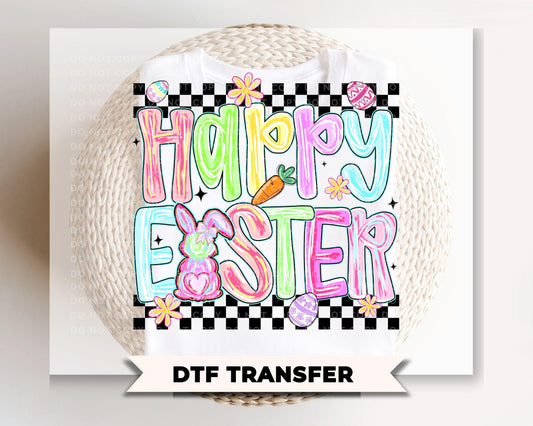 Coquette Happy Easter DTF Transfer, Brushstroke Tshirt Design