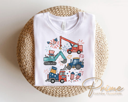Patriotic Trucks DTF Transfer, Memorial Day, 4th of July Boy Tshirt Design