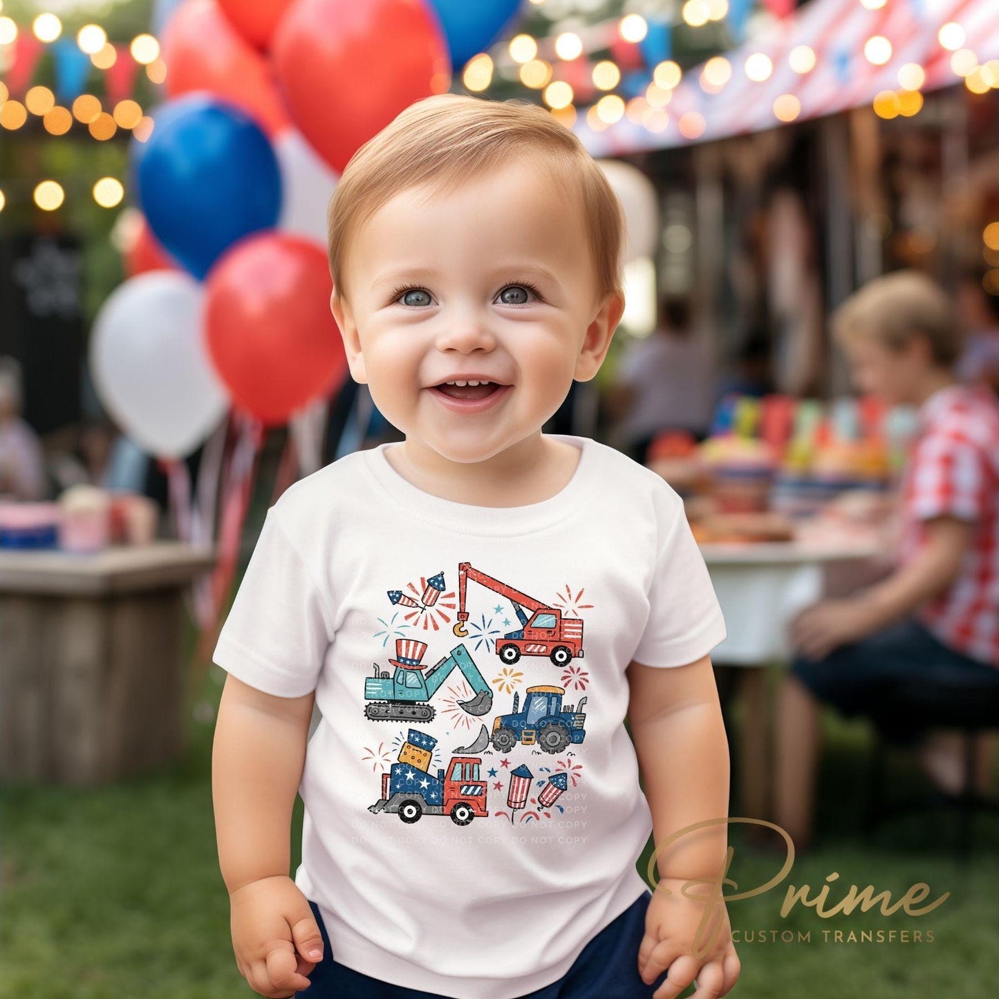 Patriotic Trucks DTF Transfer, Memorial Day, 4th of July Boy Tshirt Design