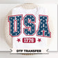 USA 1776 DTF Transfer, Ready to Press, 4th of July Tshirt Design