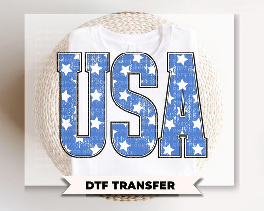 Distressed Stars USA DTF Transfer, Ready to Press, 4th of July Tshirt Design