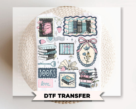 Book Lover Collage DTF Transfer, Ready to Press, Cottagecore Teacher Tshirt Design