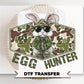 Camo Easter Bunny DTF Transfer, Ready to Press, Egg Hunt Tshirt Design