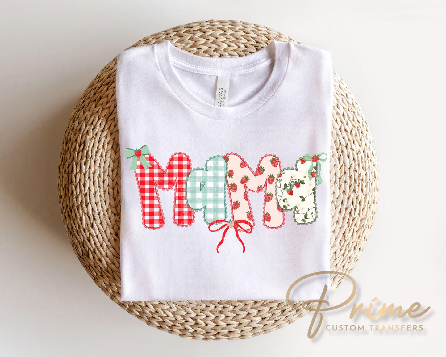 Coquette Strawberry Mama DTF Transfer, Spring T-shirt Transfer, Mother's Day Gift for Mom